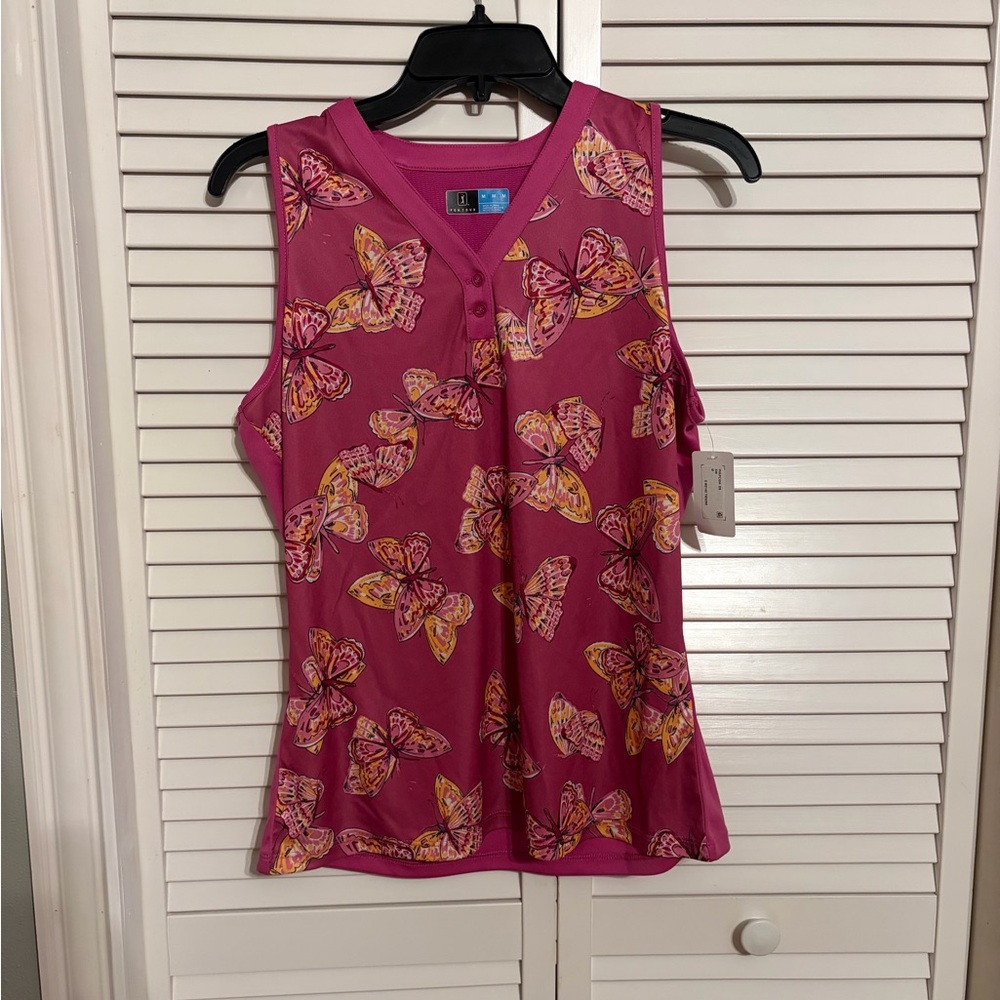 PGA Tour Women's  Butterfly Print Sleeveless Top